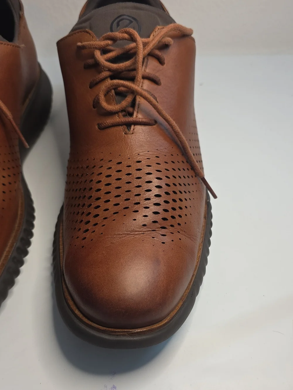 COLE HAAN 2.ZEROGRAND LASER WINGTIP OXFORDS BROWN MENS 13 GUC   HYBRID STYLE